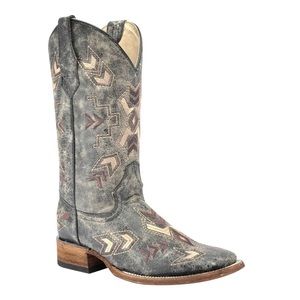 Corral Circle G Distressed Crackle Embroidered Arrowhead Square-Toe Boots